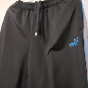 Puma Black Track Pants with Blue Logo
